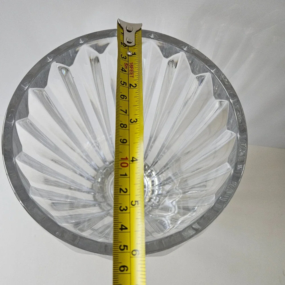 Lead Crystal Vase 10.5in Heavy Fluted Sides Czech-Style - Excellent